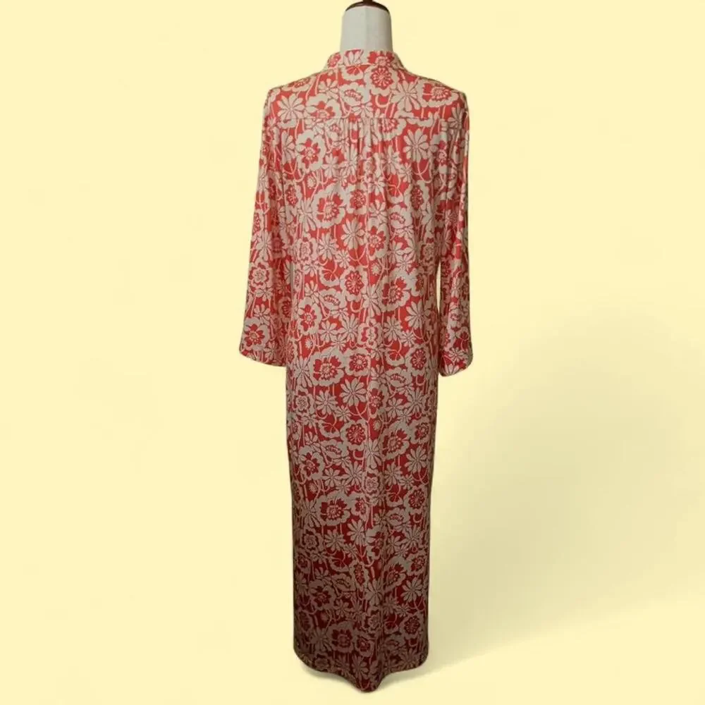 Compania Fantastica Coral and Off White Floral Kaftan/Maxi Dress - Picture 4 of 8